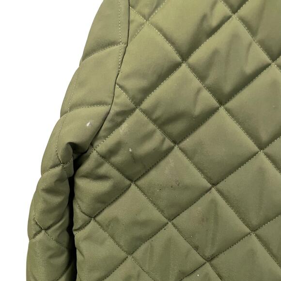 Vineyard Vines Olive Green Quilted Jacket Sherpa Collar Womens Large AS IS - Picture 8 of 10